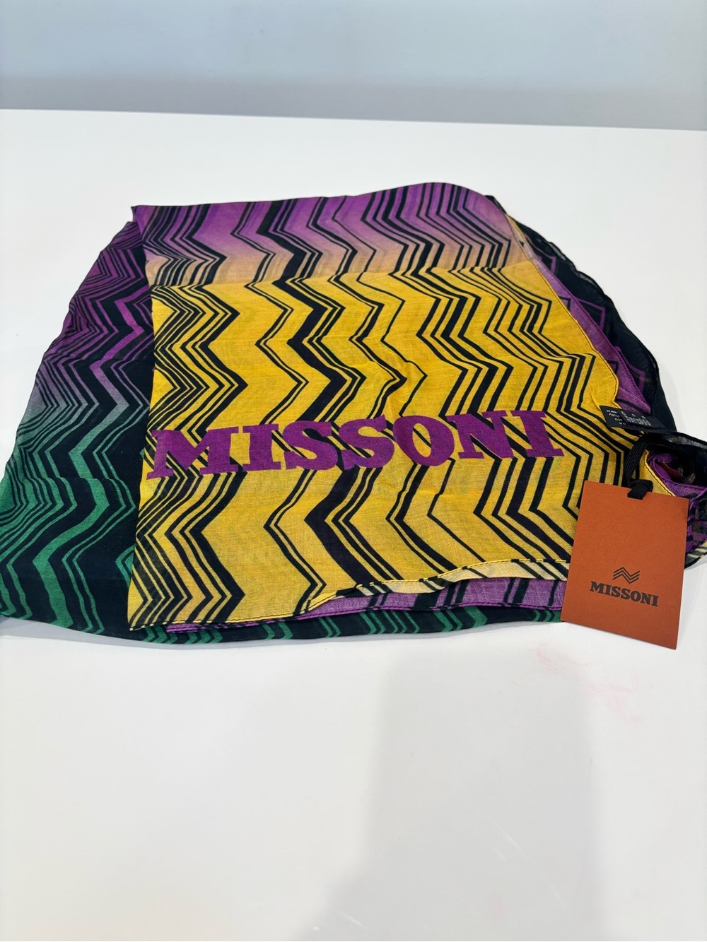 Missoni NWT Multicolor Zigzag Modal Silk Scarf Made in Italy